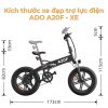 kích thước xe đạp trợ lực điện ADO A20FXE