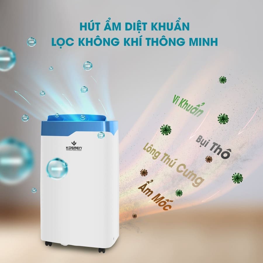 máy hút ẩm kosmen KM-20N tính năng lọc không khí thông minh