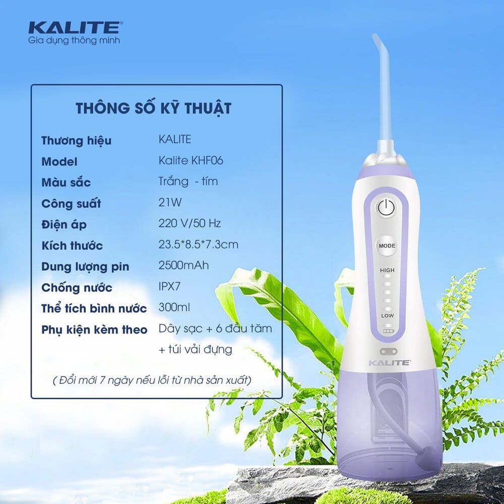 Thông số kỹ thuật máy tăm nước Kalite KHF06