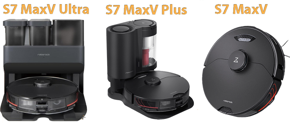 So sánh robot hút bụi lau nhà Roborock S7 MaxV - S7 MaxV Plus - S7 MaxV Ultra
