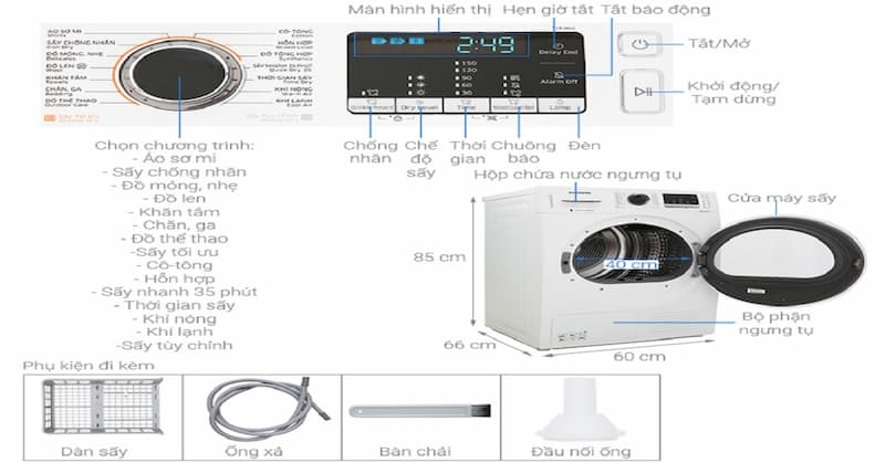 Máy sấy bơm nhiệt Samsung 9 kg DV90TA240AE/SV