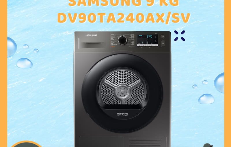 Máy sấy bơm nhiệt Samsung 9 kg DV90TA240AX/SV