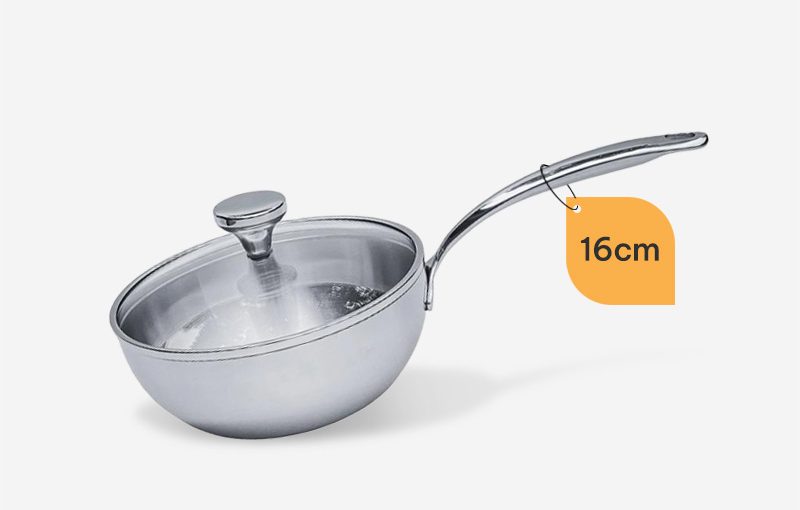 Chảo đúc inox sâu lòng 3 lớp đáy liền Tri-Ply Kaiyo size 16